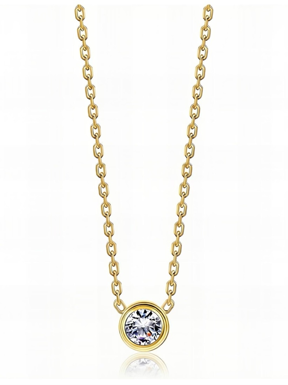 Gold Solitaire Crystal Pendant Necklace - Women Jewelry